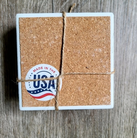 New Ceramic Mr. & Mrs. 4" Coaster Set - Picture 3 of 3